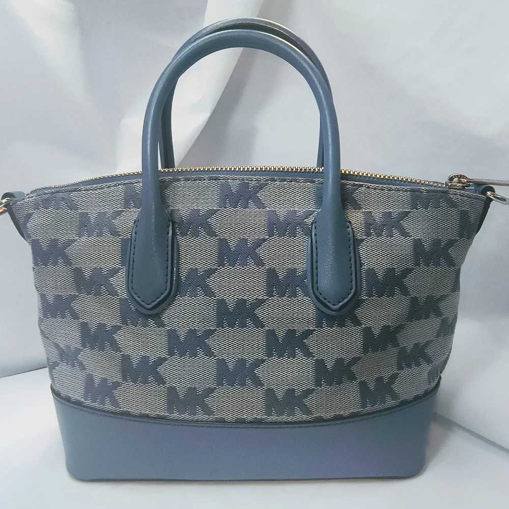 MICHAEL KORS Hyde Small Canvas & Leather Satchel / Crossbody in Denium Blue‎